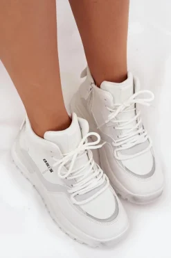 Buty Sportowe Damskie Na Platformie Big Star SS274510 Białe