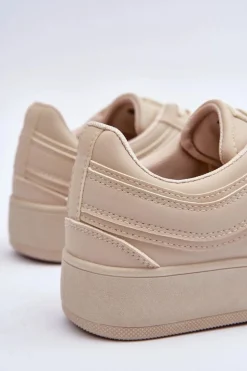 Buty Sportowe Damskie Na Platformie Beżowe Pudina
