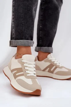 Buty Sportowe Damskie Na Platformie Beżowe Emidi