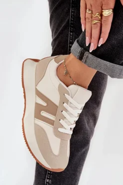 Buty Sportowe Damskie Na Platformie Beżowe Emidi