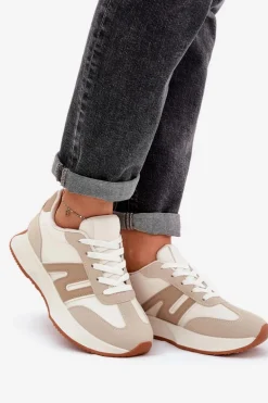 Buty Sportowe Damskie Na Platformie Beżowe Emidi