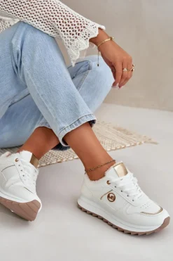 Buty Sportowe Damskie Ocieplane Futerkiem Na Platformie Białe Lerisas