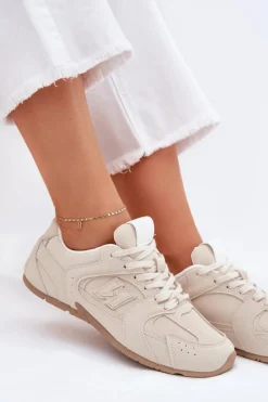 Buty Sportowe Damskie Z Eko Zamszu Beżowe Dorella