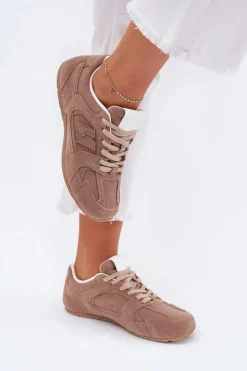 Buty Sportowe Damskie Z Eko Zamszu Ciemnobeżowe Dorella