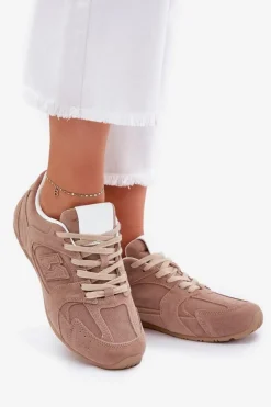 Buty Sportowe Damskie Z Eko Zamszu Ciemnobeżowe Dorella