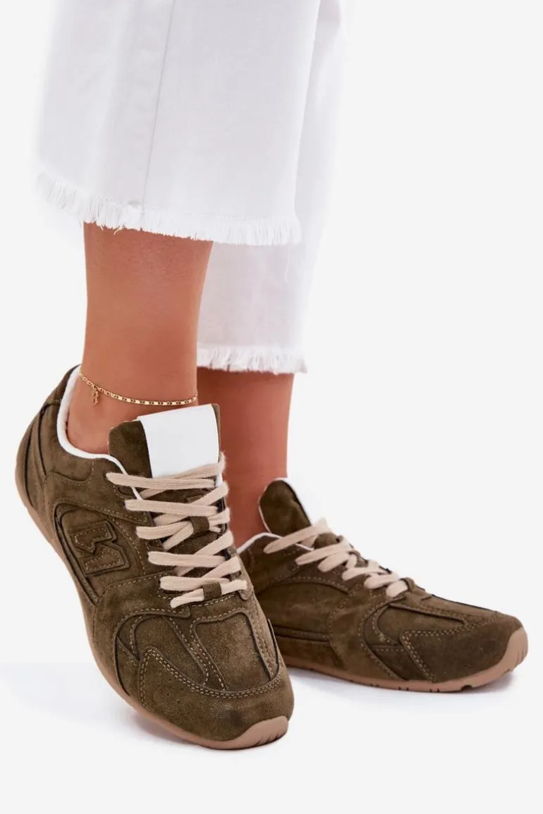 Buty Sportowe Damskie Z Eko Zamszu Ciemnozielone Dorella