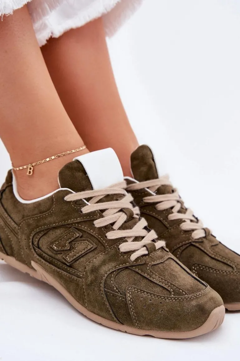 Buty Sportowe Damskie Z Eko Zamszu Ciemnozielone Dorella