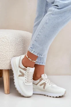 Buty Sportowe Damskie Z Eko Skóry Beżowe Berieta