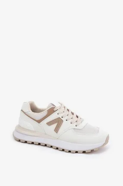 Buty Sportowe Damskie Z Eko Skóry Beżowe Berieta