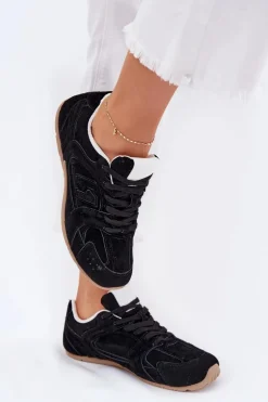Buty Sportowe Damskie Z Eko Zamszu Czarne Dorella