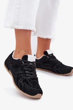 Buty Sportowe Damskie Z Eko Zamszu Czarne Dorella