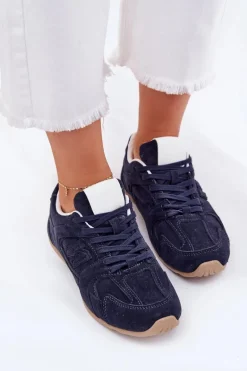 Buty Sportowe Damskie Z Eko Zamszu Granatowe Dorella