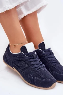 Buty Sportowe Damskie Z Eko Zamszu Granatowe Dorella