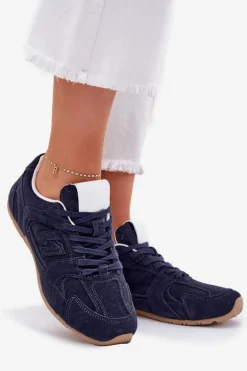 Buty Sportowe Damskie Z Eko Zamszu Granatowe Dorella