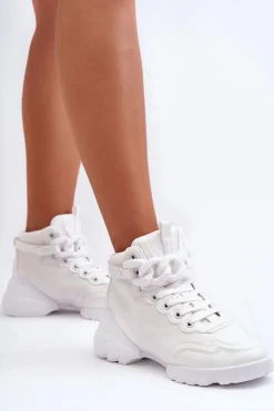 Buty Sportowe Damskie Zamszowe Z Łańcuchem Białe Tymagio