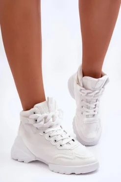 Buty Sportowe Damskie Zamszowe Z Łańcuchem Białe Tymagio