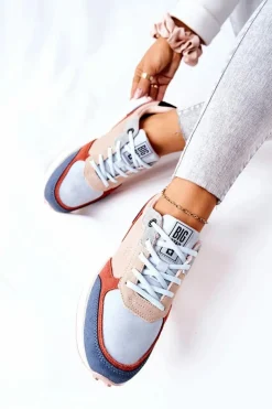Buty Sportowe Memory Foam Big Star II274401 Beżowo-Niebieskie
