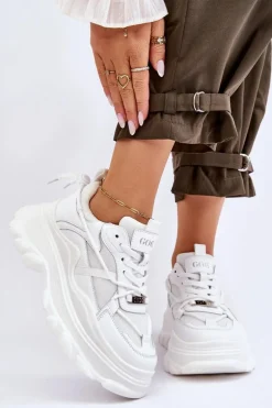 Buty Sportowe Na Masywnej Platformie GOE LL2N4029 Białe