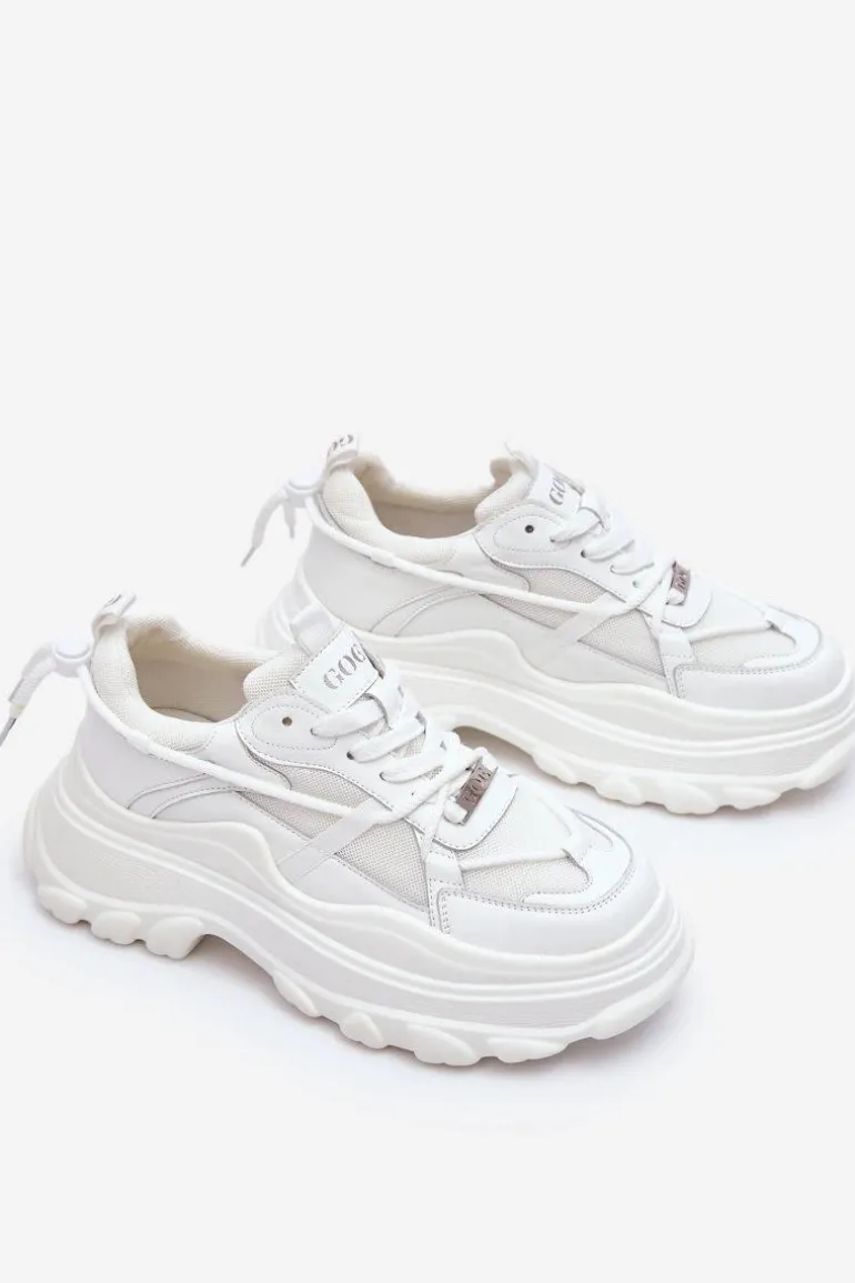 Buty Sportowe Na Masywnej Platformie GOE LL2N4029 Białe