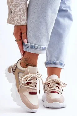 Buty Sportowe Na Masywnej Podeszwie Beżowe Corena