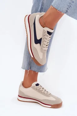 Buty Sportowe Sneakersy Damskie Beżowe Zerina