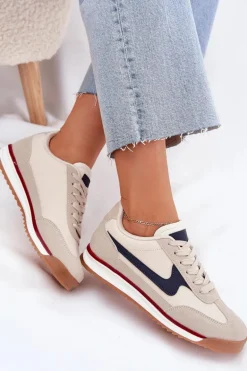 Buty Sportowe Sneakersy Damskie Beżowe Zerina