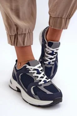 Buty Sportowe Sneakersy Damskie Granatowe Kildia