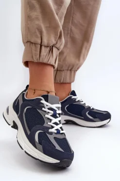 Buty Sportowe Sneakersy Damskie Granatowe Kildia