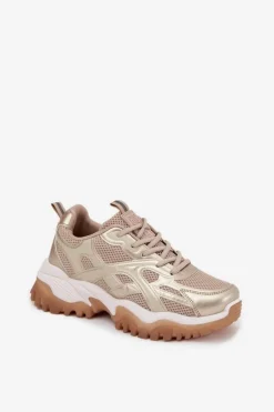 Buty Sportowe Sneakersy Damskie Big Star SS274014 HI-POLY SYSTEM Beżowo-Złote