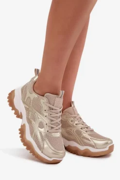 Buty Sportowe Sneakersy Damskie Big Star SS274014 HI-POLY SYSTEM Beżowo-Złote