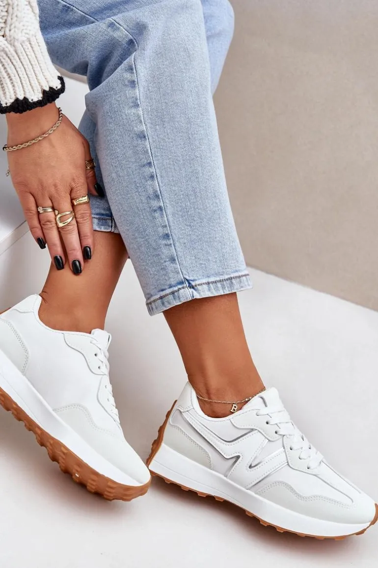 Buty Sportowe Sneakersy Damskie Białe Britma