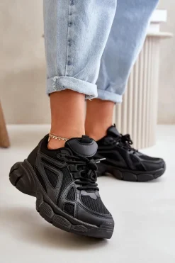 Buty Sportowe Sneakersy Damskie Czarne Timoci