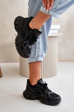 Buty Sportowe Sneakersy Damskie Czarne Timoci