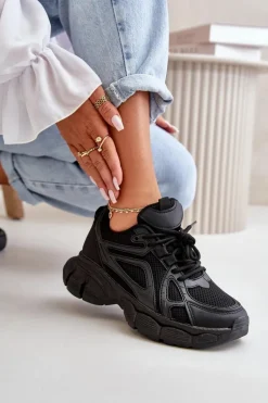 Buty Sportowe Sneakersy Damskie Czarne Timoci
