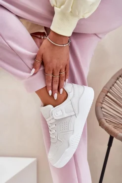 Buty Sportowe Sneakersy Damskie Z Eko Skóry Białe Telisiria