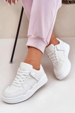 Buty Sportowe Sneakersy Damskie Z Eko Skóry Białe Telisiria