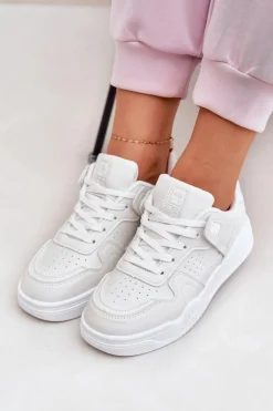 Buty Sportowe Sneakersy Damskie Z Eko Skóry Białe Telisiria