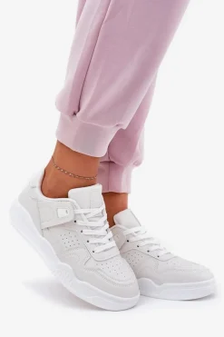 Buty Sportowe Sneakersy Damskie Z Eko Skóry Białe Telisiria