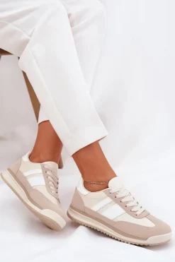 Buty Sportowe Sneakersy Damskie Panterka Beżowe Galabis