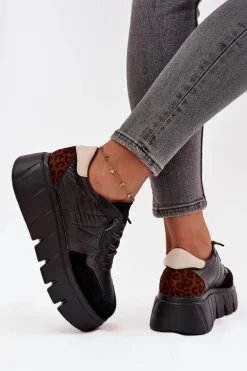 Buty Sportowe Sneakersy Damskie Na Platformie Vinceza 58565 Czarne