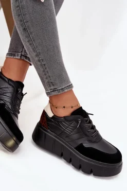 Buty Sportowe Sneakersy Damskie Na Platformie Vinceza 58565 Czarne