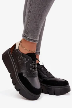 Buty Sportowe Sneakersy Damskie Na Platformie Vinceza 58565 Czarne