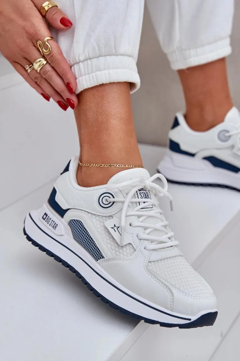Buty Sportowe Sneakersy Damskie Big Star NN274A103 HI-POLY SYSTEM Biało-Granatowe