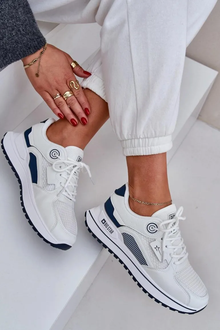 Buty Sportowe Sneakersy Damskie Big Star NN274A103 HI-POLY SYSTEM Biało-Granatowe