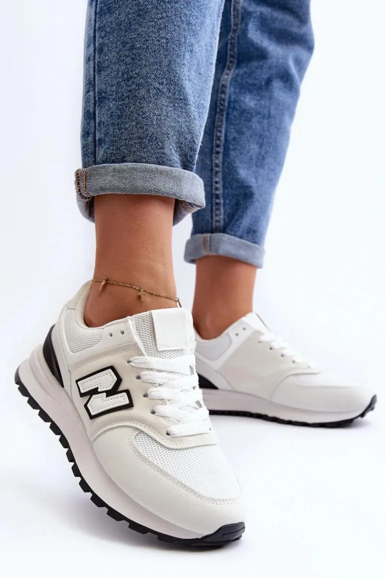 Buty Sportowe Sneakersy Damskie Białe Alettesa
