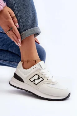 Buty Sportowe Sneakersy Damskie Białe Alettesa