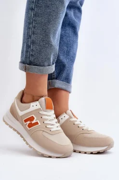 Buty Sportowe Sneakersy Damskie Beżowe Lifari