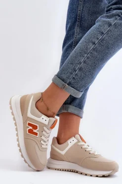 Buty Sportowe Sneakersy Damskie Beżowe Lifari