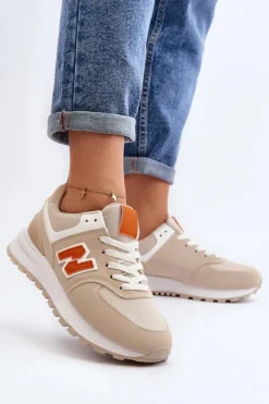 Buty Sportowe Sneakersy Damskie Beżowe Lifari