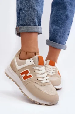 Buty Sportowe Sneakersy Damskie Beżowe Lifari